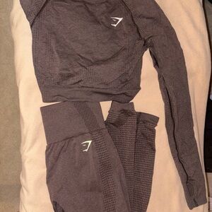 Gymshark Brown Marl Vital Seamless Long Sleeve & Legging Set
